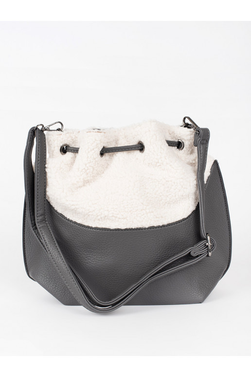 Šedá dámská kabelka s kožešinovou částí beránkového typu