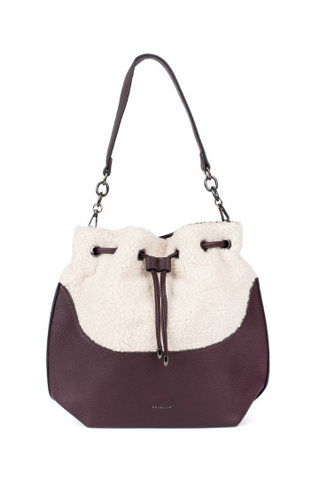 Tmavě hnědá dámská kabelka s kožešinovou částí beránkového typu 2