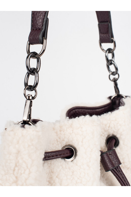 Tmavě hnědá dámská kabelka s kožešinovou částí beránkového typu