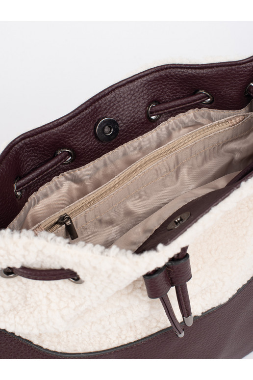 Tmavě hnědá dámská kabelka s kožešinovou částí beránkového typu