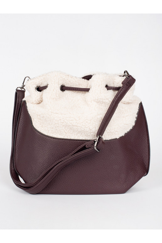 Tmavě hnědá dámská kabelka s kožešinovou částí beránkového typu