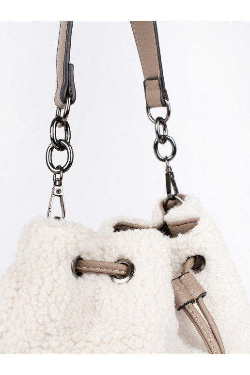 Béžová dámská kabelka s kožešinovou částí beránkového typu