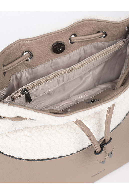Béžová dámská kabelka s kožešinovou částí beránkového typu
