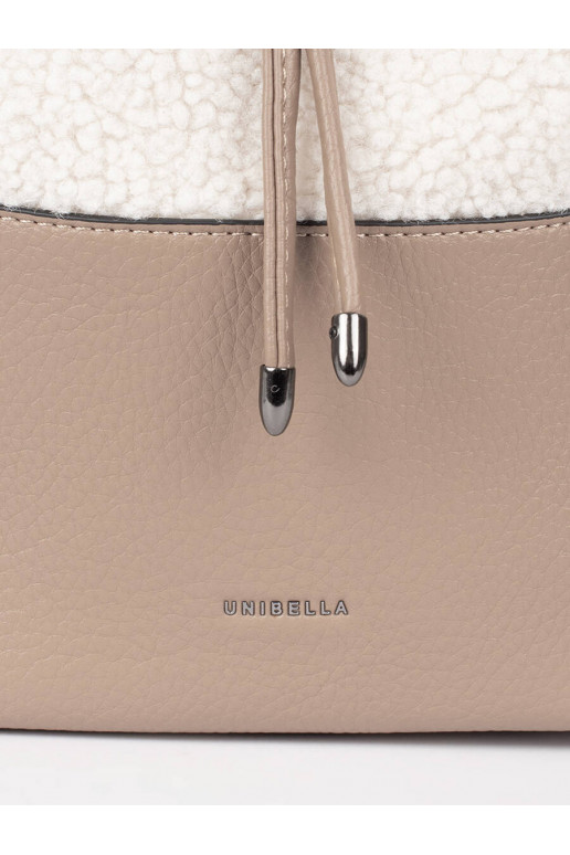 Béžová dámská kabelka s kožešinovou částí beránkového typu