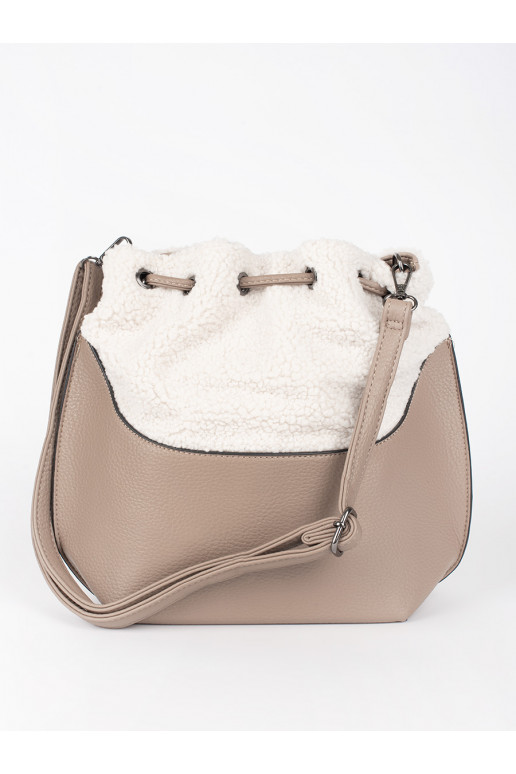 Béžová dámská kabelka s kožešinovou částí beránkového typu