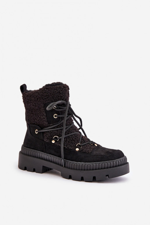Boty S Kožešinou Typu Beránek Černé Merilana Boty S Kožešinou Typu Beránek Černé Merilana