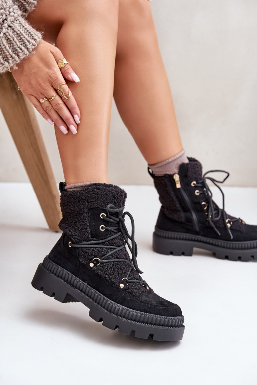 Boty S Kožešinou Typu Beránek Černé Merilana Boty S Kožešinou Typu Beránek Černé Merilana