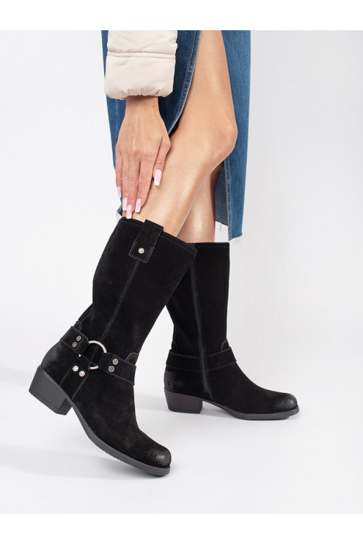 Černé kožené dámské kovbojky Sergio Leone