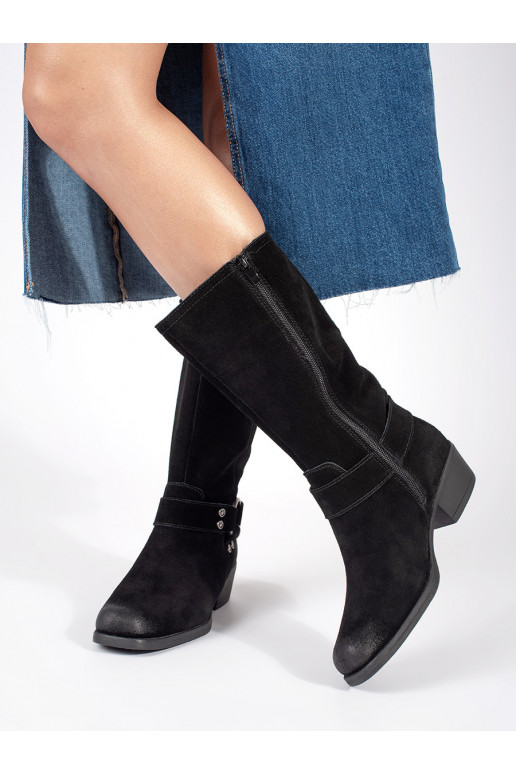 Černé kožené dámské kovbojky Sergio Leone