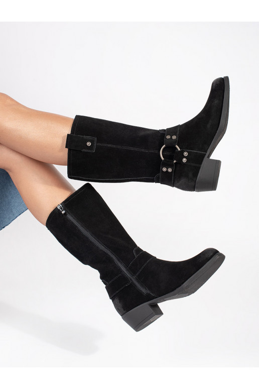 Černé kožené dámské kovbojky Sergio Leone