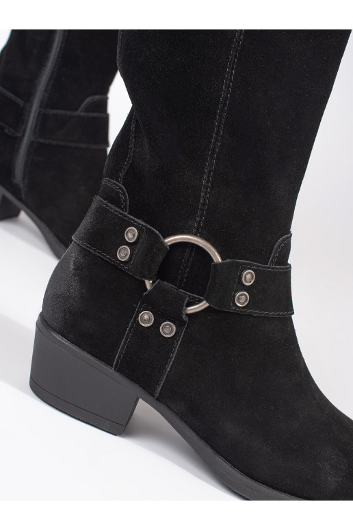 Černé kožené dámské kovbojky Sergio Leone