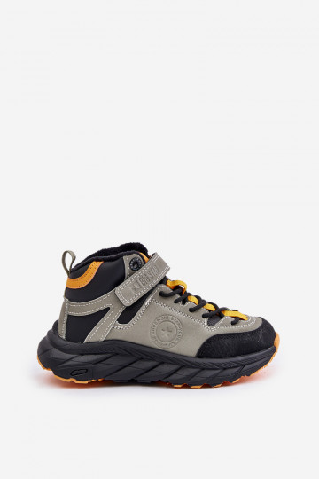 Dětské trekové boty zateplené na suchý zip khaki Big Star OO374181 2