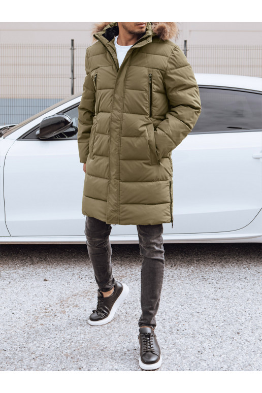 Pánská dlouhá zimní prošívaná bunda s... Pánská dlouhá zimní prošívaná bunda s...