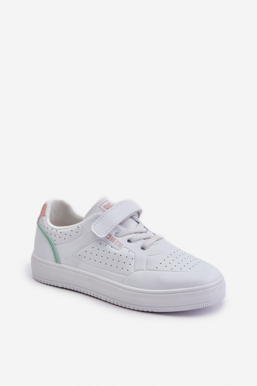 Dětské Tenisky Z Eko Kůže Na Suchý Zip Big Star OO374005 Bílé Dětské Tenisky Z Eko Kůže Na Suchý Zip Big Star OO374005 Bílé