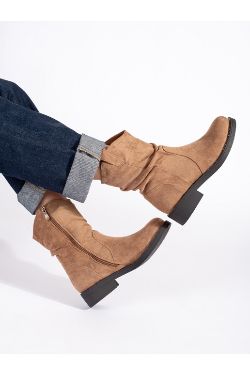 Hnědé semišové dámské kovbojky