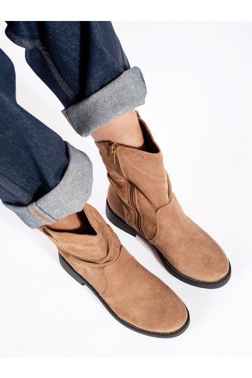 Hnědé semišové dámské kovbojky