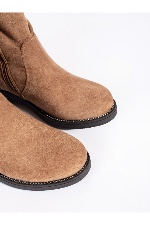 Hnědé semišové dámské kovbojky