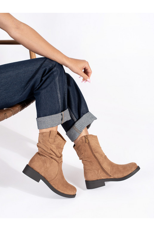 Hnědé semišové dámské kovbojky