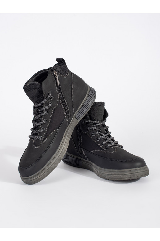 Černé zateplené pánské zimní boty vyšší
