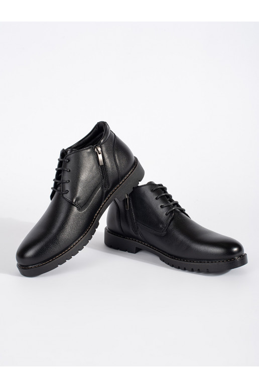 Černé zateplené pánské boty na šněrování