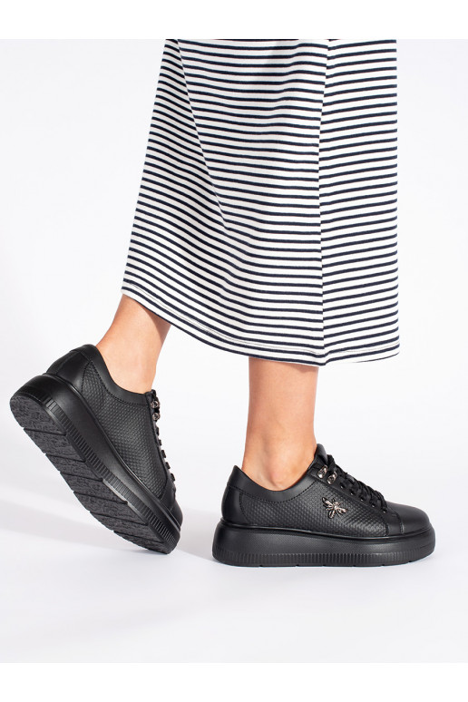 Kožené černé sneakersy na platformě