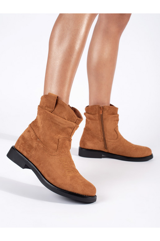 Hnědé dámské semišové kovbojky