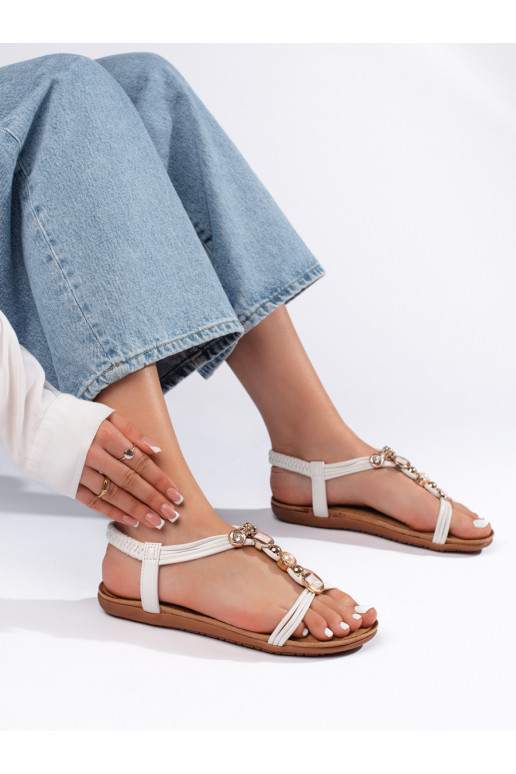 Bílé ploché lehké dámské sandály