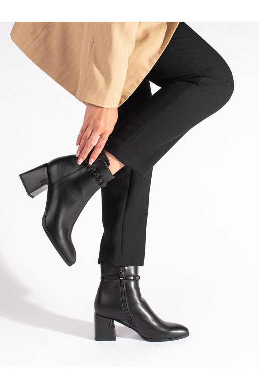 Černé elegantní dámské kotníkové boty na sloupku