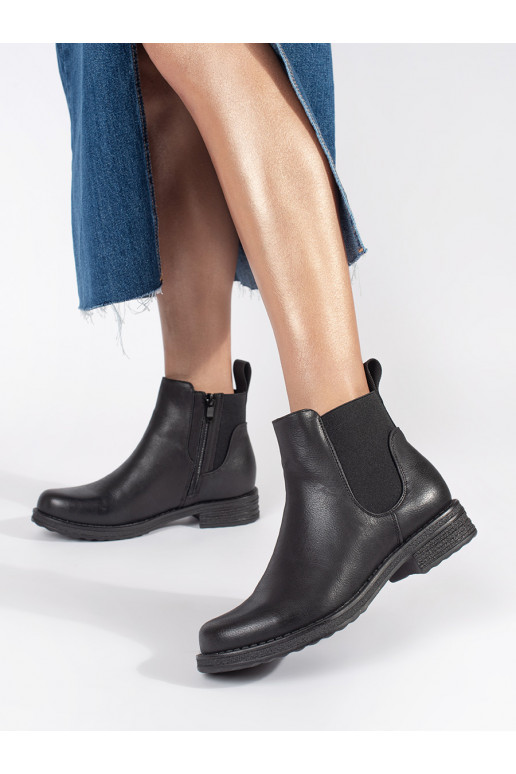 Černé ploché dámské boty štibletky