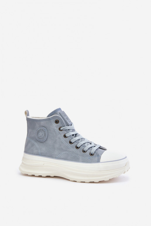 Zateplené dámské tenisky na platformě Big Star OO274072 Modré Zateplené dámské tenisky na platformě Big Star OO274072 Modré