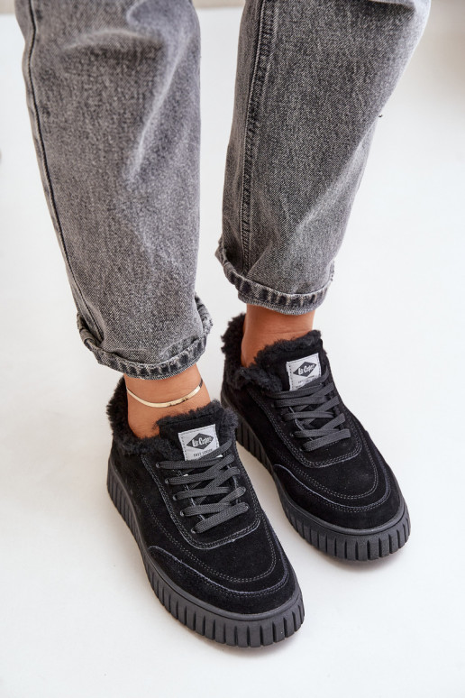 Kožené dámské sneakersy zateplené kožíškem černé Lee Cooper LCJ-24-01-2973 Kožené dámské sneakersy zateplené kožíškem černé Lee Cooper LCJ-24-01-2973