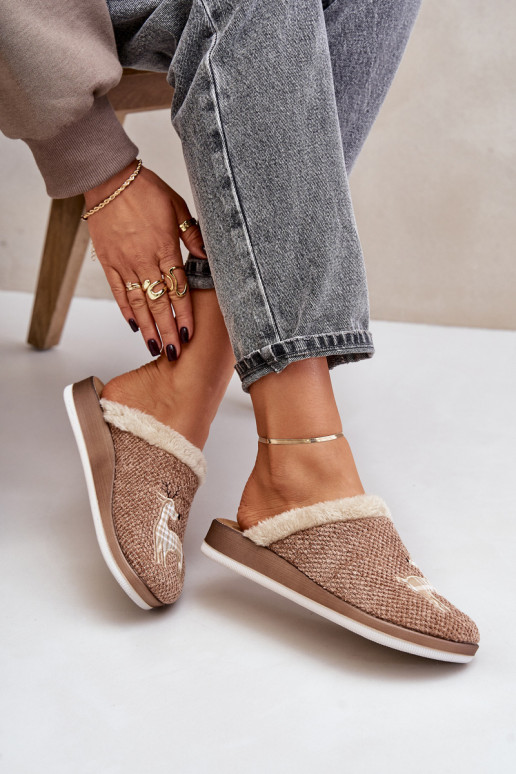 Dámské Pantofle S Jelenem Inblu CT000034 Béžové Dámské Pantofle S Jelenem Inblu CT000034 Béžové