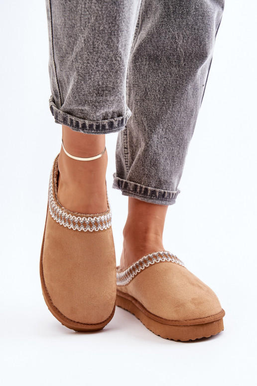 Pohodlná domácí obuv pantofle s výšivkou dámské Inblu FX000021 Camel Pohodlná domácí obuv pantofle s výšivkou dámské Inblu FX000021 Camel