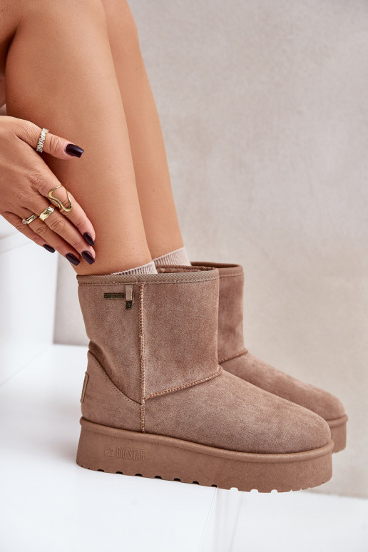 Vysoké dámské sněhule na platformě Big Star OO274A097 béžové Vysoké dámské sněhule na platformě Big Star OO274A097 béžové