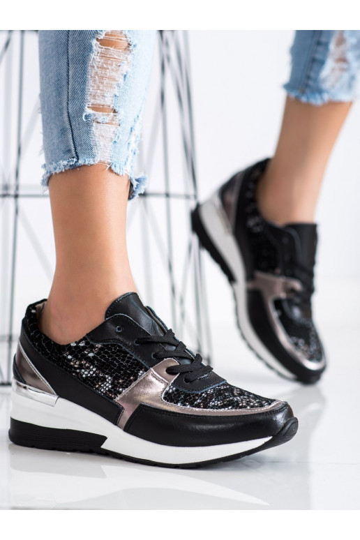 Černé sneakersy z kůže snake print