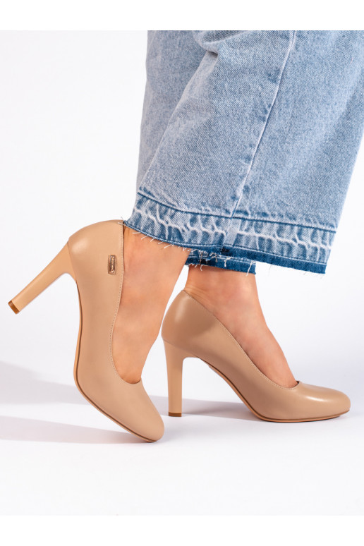 Klasické béžové lodičky na vysokém podpatku Sergio Leone