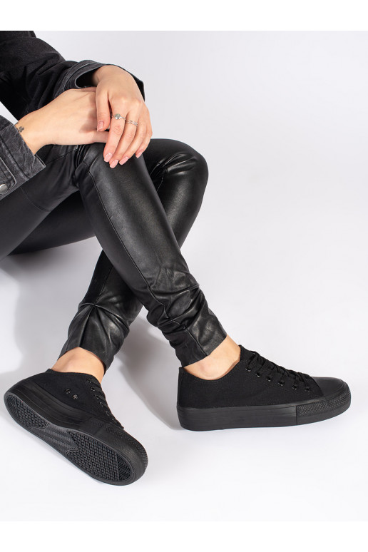 Černé klasické dámské tenisky na šněrování na platformě