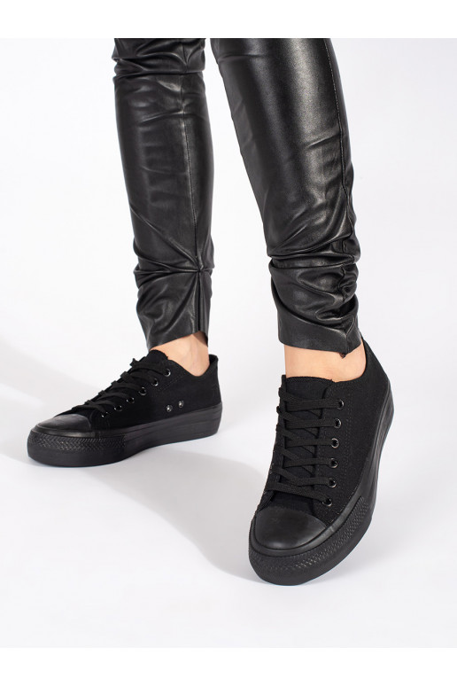 Černé klasické dámské tenisky na šněrování na platformě