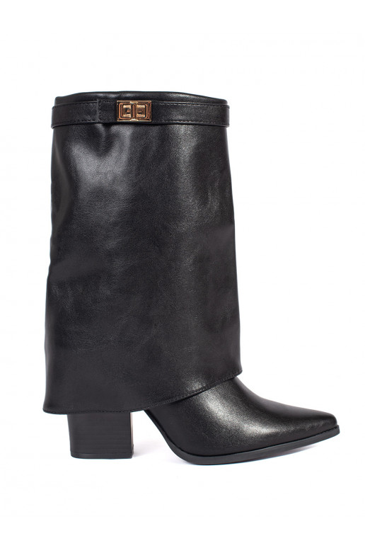 Černé elegantní dámské kozačky na podpatku