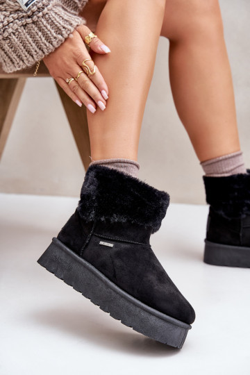 Sněhové boty na platformě s kožešinou Big Star OO274A108 Černé 2