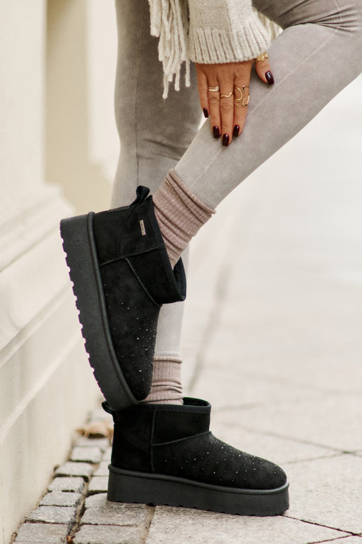 Sněhule se zdobením na platformě Big Star OO274A105 černé Sněhule se zdobením na platformě Big Star OO274A105 černé