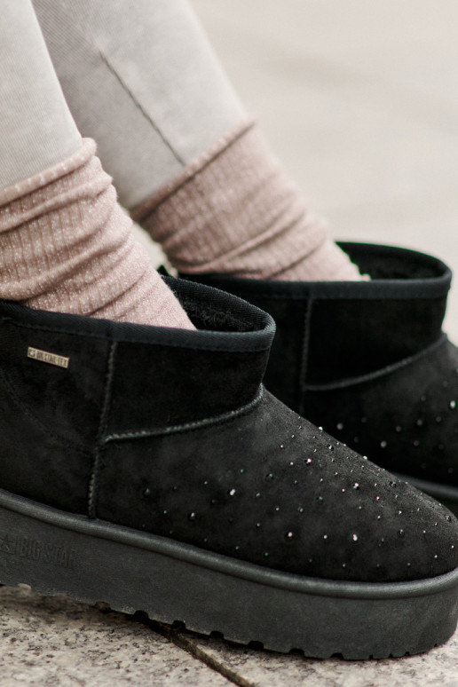 Sněhule se zdobením na platformě Big Star OO274A105 černé Sněhule se zdobením na platformě Big Star OO274A105 černé