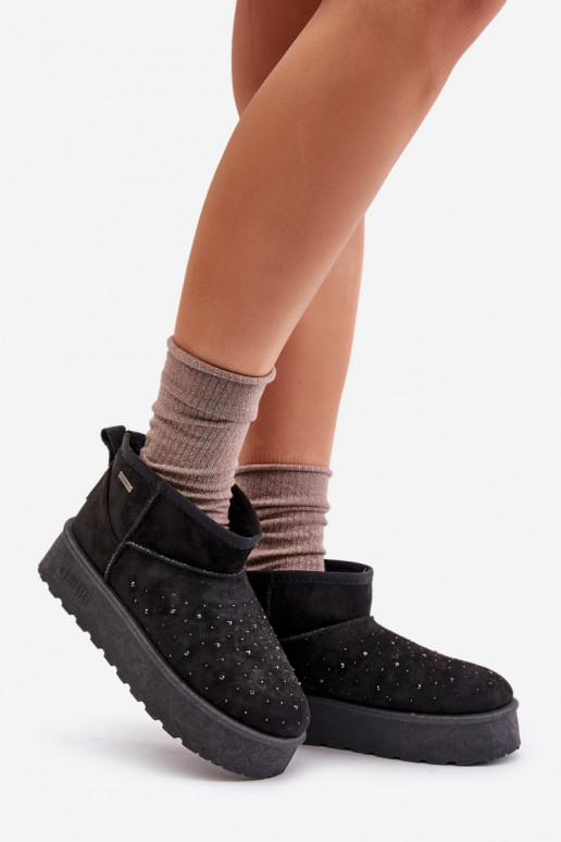 Sněhule se zdobením na platformě Big Star OO274A105 černé Sněhule se zdobením na platformě Big Star OO274A105 černé