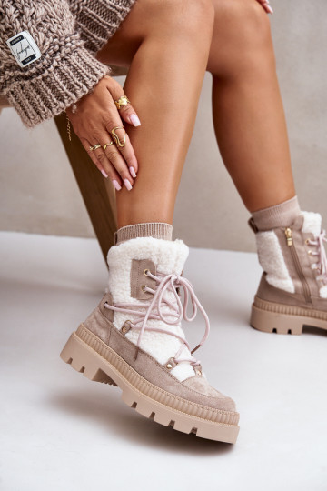Boty S Kožíškem Typu Beránek Béžové Merilana 2