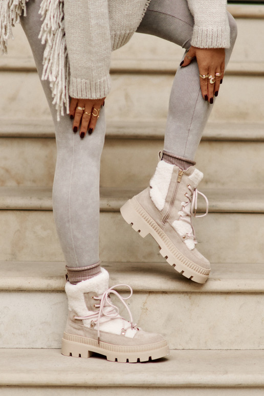 Boty S Kožíškem Typu Beránek Béžové Merilana Boty S Kožíškem Typu Beránek Béžové Merilana