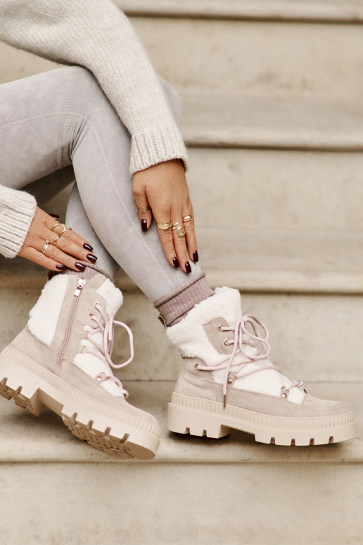 Boty S Kožíškem Typu Beránek Béžové Merilana Boty S Kožíškem Typu Beránek Béžové Merilana