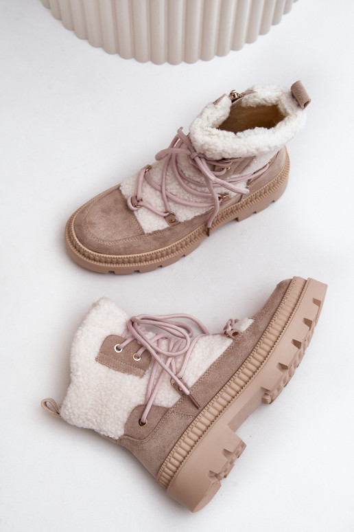 Boty S Kožíškem Typu Beránek Béžové Merilana Boty S Kožíškem Typu Beránek Béžové Merilana