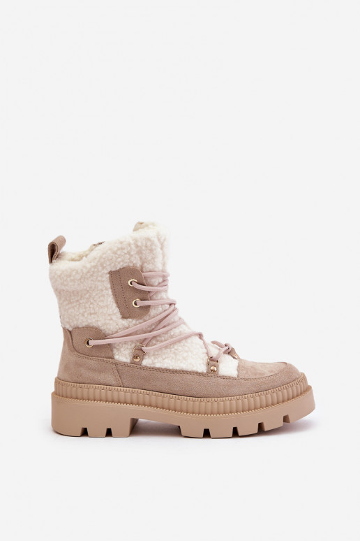 Boty S Kožíškem Typu Beránek Béžové Merilana Boty S Kožíškem Typu Beránek Béžové Merilana