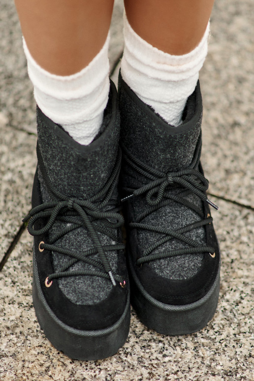 Sněhule S Šňůrkou Na Platformě Černé Mavora Sněhule S Šňůrkou Na Platformě Černé Mavora