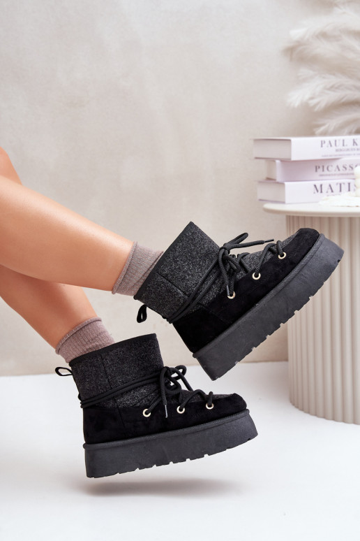 Sněhule S Šňůrkou Na Platformě Černé Mavora Sněhule S Šňůrkou Na Platformě Černé Mavora